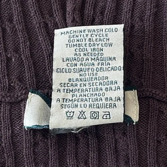 Womens Brown Ribbed Cable Knit Hooded Sweater Small Zip Dark Academia 90s Y2K - Picture 9 of 9